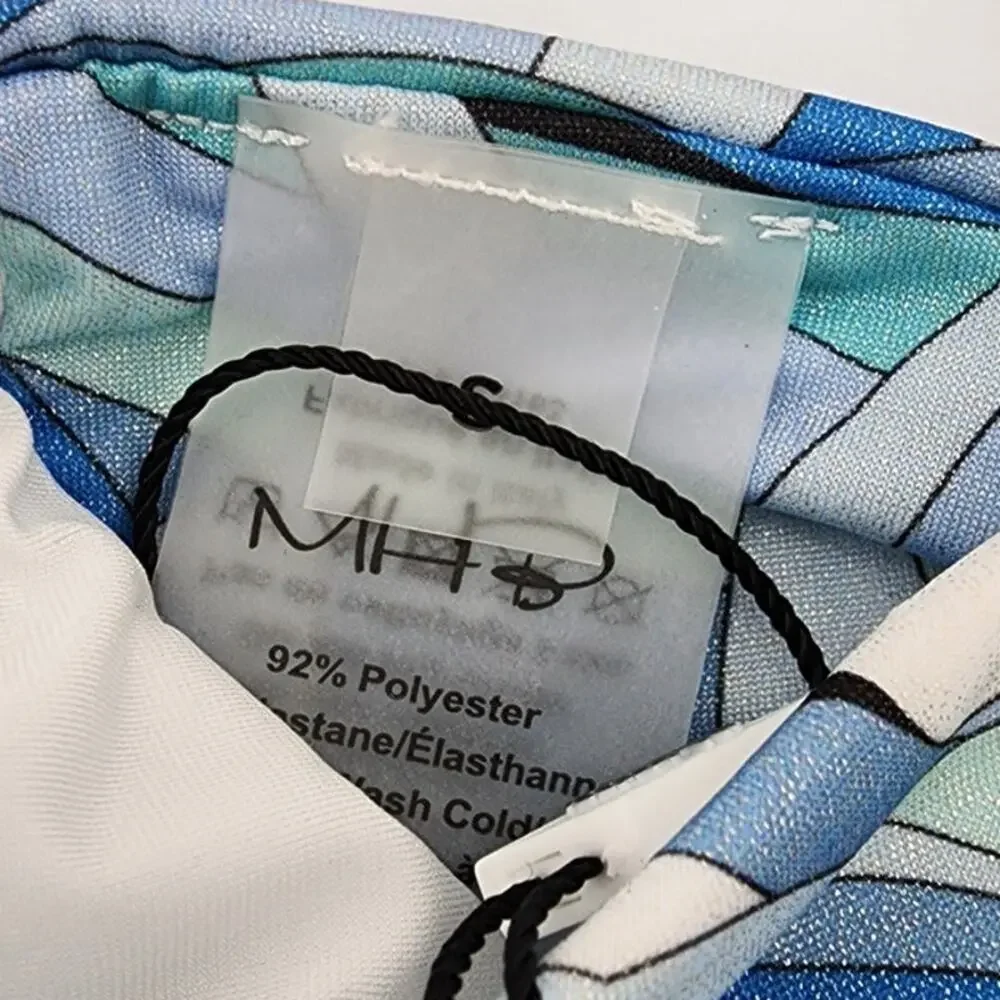 New‎ NWT Monica Hansen Beachwear Blue Abstract Print Bikini Top Small
